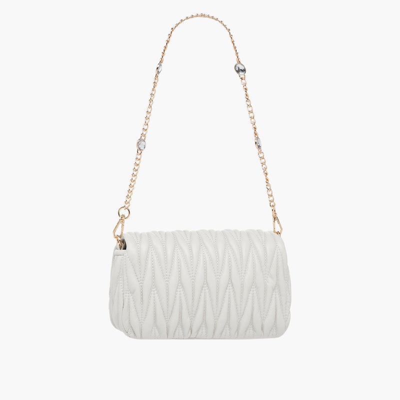 SISLEY حقيبة كروس بودي مبطنة باللون الأبيض للنساء - Image 4